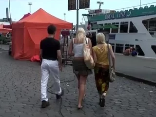scandi teen anal threesome in public