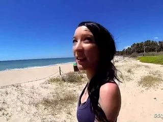 Skinny Teen Tania Pickup for First Assfuck handy Public Beach by old Guy