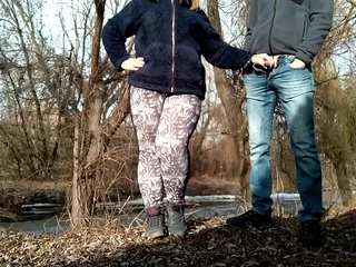 Mother-in-law sucks dick in nature like a vacuum washing