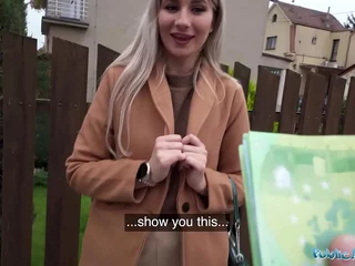 Public Agent Cute blonde flashes their way perky titties be beneficial to top-hole added to fucks huge cock in a basemant