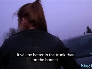 Cause of Agent Innocent looking ginger unladylike fucked over a car bonnet